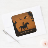 Sticker Carré Halloween Sorcière cheval et Rider mignonne Éffray (Enveloppe)