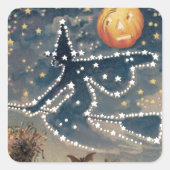 Sticker Carré Halloween sorcière étoilée (Devant)