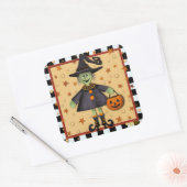 Sticker Carré Halloween sorcière mignonne Inspirivé Amusants (Enveloppe)