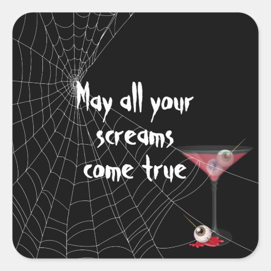 Sticker Carré Halloween Spider Web avec Eyeball Martini (Devant)
