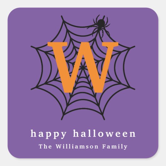 Sticker Carré Halloween Spider Web Trump ou Treat Monogram (Devant)