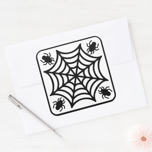 Sticker Carré Halloween Spiderweb (Enveloppe)