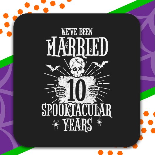 Sticker Carré Halloween Spooktacular 10e Anniversaire de Mariage