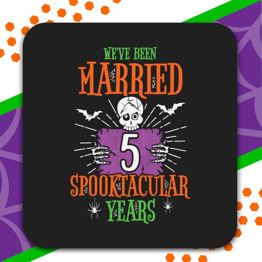 Sticker Carré Halloween Spooktacular 5e anniversaire de mariage
