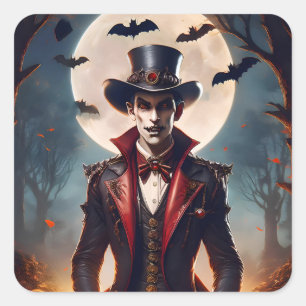 Sticker Carré Halloween Steampunk Gothique Zombie Vampire
