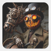 Sticker Carré Halloween Steampunk Jack-O-Lantern Horseman (Devant)