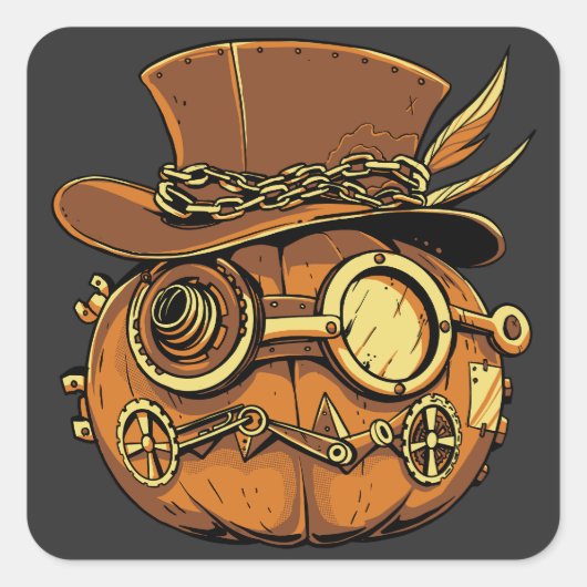 Sticker Carré Halloween steampunk pompine (Devant)