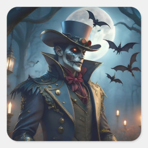 Sticker Carré Halloween Steampunk Southern Gentleman Zombie