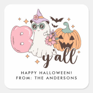 Sticker Carré Halloween Super Boo y'all