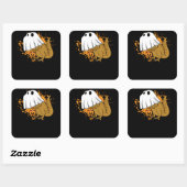 Sticker Carré Halloween T Rex Dinosaur Fantôme ou traitement (Feuille)