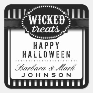 Sticker Carré Halloween Traitements piqués noir et blanc rayé