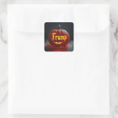 Sticker Carré Halloween Trump Jack-o-lanterne dans le brouillard (Sac)