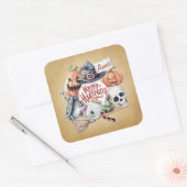 Sticker Carré Halloween Vintage heureux personnalisé | Autocolla (Enveloppe)