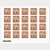 Sticker Carré Halloween vintage pour les enfants (Feuille)