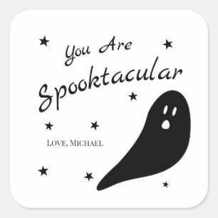 Sticker Carré Halloween Vous êtes Spooktacular Noir et Blanc