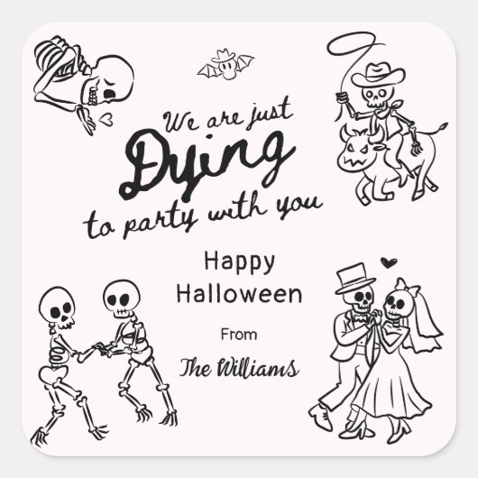 Sticker Carré Halloween Whimsical Quirky Main Drake Doodles (Devant)