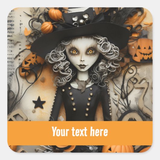 Sticker Carré Halloween Witch (Devant)