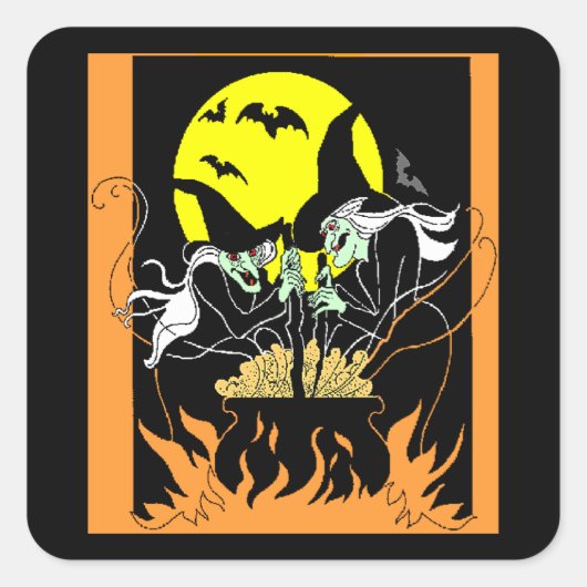 Sticker Carré Halloween Witches Cauldron (Devant)