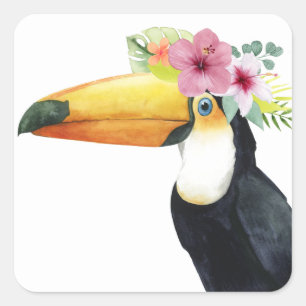 Sticker Carré Halo tropical - Toucan