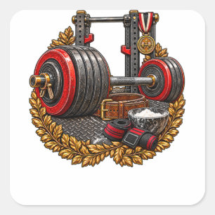 Sticker Carré Haltère de musculation lourde - Gymnase d'entraîne