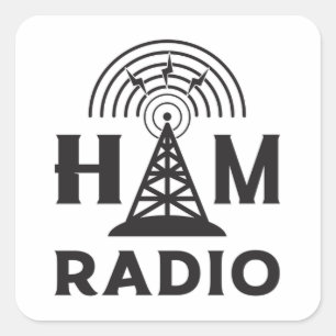 Sticker Carré HAM Radio Amateur Opérateur Antenne Code Idée cade