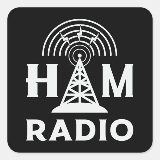 Sticker Carré HAM Radio Opérateur Antenne Code Amateur Idée cade (Devant)