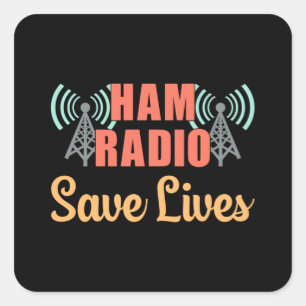 Sticker Carré HAM Radio Opérateur Fréquence Antenne Amateur Cade