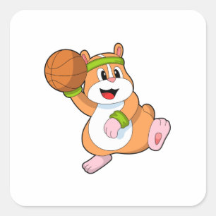 Sticker Carré Hamster as Basketball player
