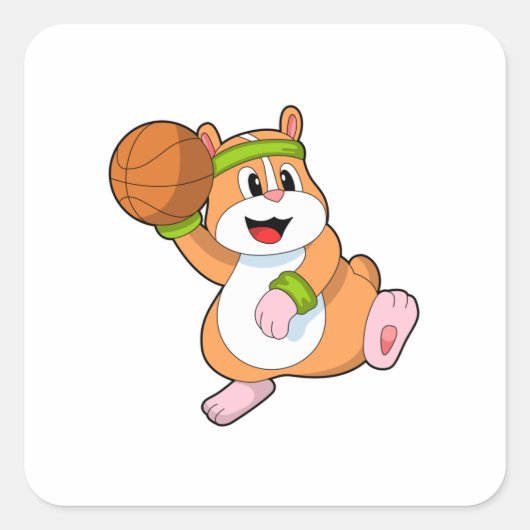 Sticker Carré Hamster as Basketball player (Devant)
