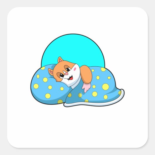 Sticker Carré Hamster au coucher avec couverture.PNG (Devant)