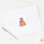 Sticker Carré Hamster avec Bébé bouteille Jus (Enveloppe)