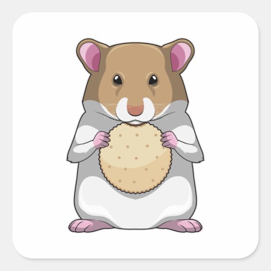 Sticker Carré Hamster avec biscuit (Devant)