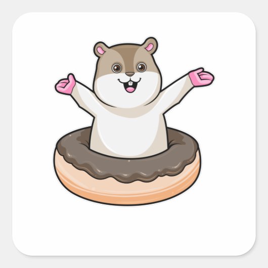 Sticker Carré Hamster avec de l'âne au chocolat (Devant)