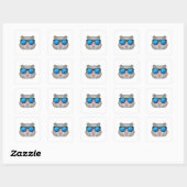 Sticker Carré Hamster avec lunettes de soleil (Feuille)