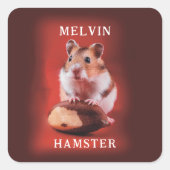 Sticker Carré Hamster avec noix du Brésil (Devant)