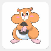 Sticker Carré Hamster avec noyer (Devant)