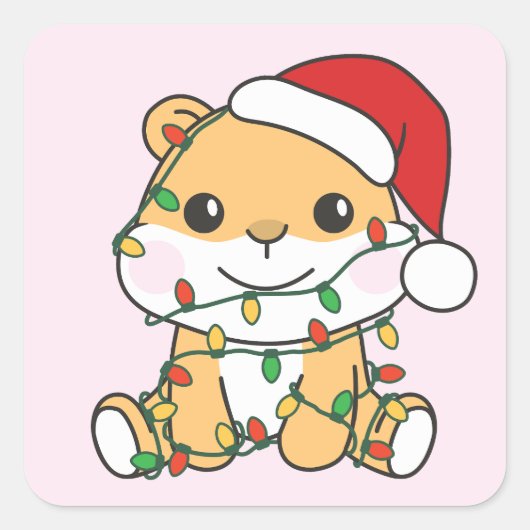 Sticker Carré Hamster Christmas Winter Animaux de vacances Hamst (Devant)