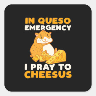 Sticker Carré Hamster Je Prie Pour Cheesus
