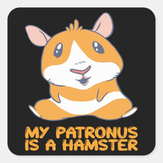 Sticker Carré Hamster - Mon Patronus Est Un Hamster (Devant)