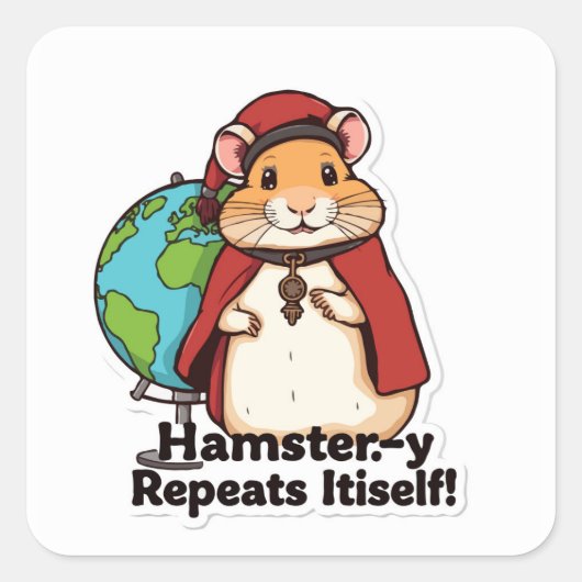 Sticker Carré Hamster-y se répète ! - Hamster Quirky (Devant)