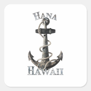 Sticker Carré Hana Hawaii Vacation Ancre nautique Voile