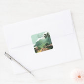 Sticker Carré Hanalei Kauai Hawaii Bay Mounts Green (Enveloppe)