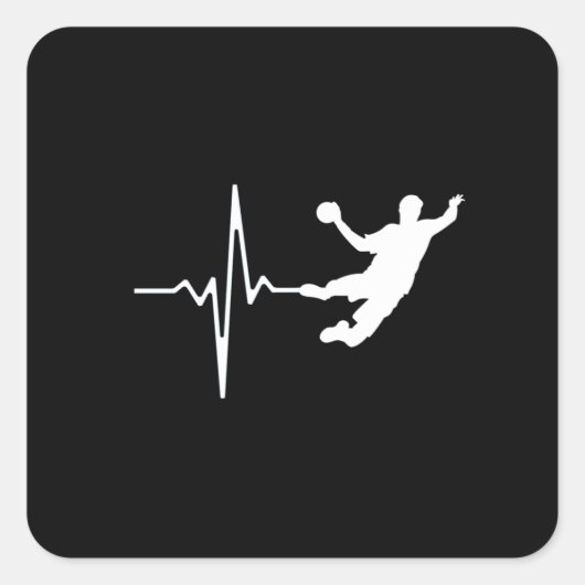 Sticker Carré Handball - Handball Player Heartbeat (Devant)