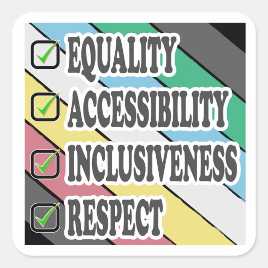 Sticker Carré handicap fierté-ÉGALITÉ ACCESSIBILITÉ INCLUS (Devant)