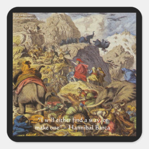 Sticker Carré Hannibal Barca & Armée & Citations Cadeaux & Carte