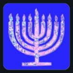 Sticker Carré Hanoukka bleu Menorah 4Ruth<br><div class="desc">Vous adorerez décorer vos cadeaux avec nos stickers menorah !</div>