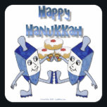 Sticker Carré Hanoukka Dancing Dreidels et Jelly Doughnut<br><div class="desc">You are viewing The Lee Hiller Designs Collection of Home and Office Decor,  Apparel,  Toxiques and Collectibles. The Designs include Lee Hiller Photographie et Mixed Media Digital Art Collection. You can view her her Nature photographiy at at http://HikeOurPlanet.com/ and follow her hiking blog within Hot Springs National Park.</div>