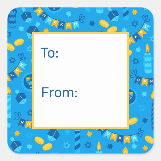 Sticker Carré Hanoukka Dreidels à partir (Devant)