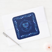 Sticker Carré Hanoukka Jour Juif Menorah Ornate Mandala (Enveloppe)