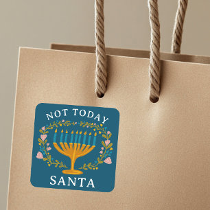 Sticker Carré HANOUKKA PAS AUJOURD'HUI PÈRE NOËL Funny Floral de